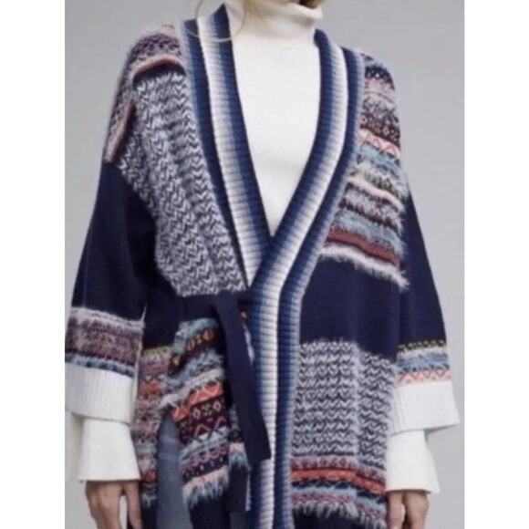 Anthropologie Sleeping on Snow Fair Isle Kimono Sweater XS/S EUC MSRP $178 - Picture 1 of 6